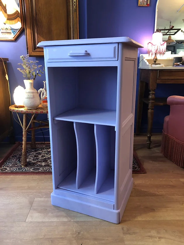 Meuble à vinyles vintage rénové (couleur lila)