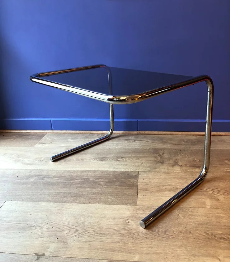 Table d'appoint (verre fumé & chrome)