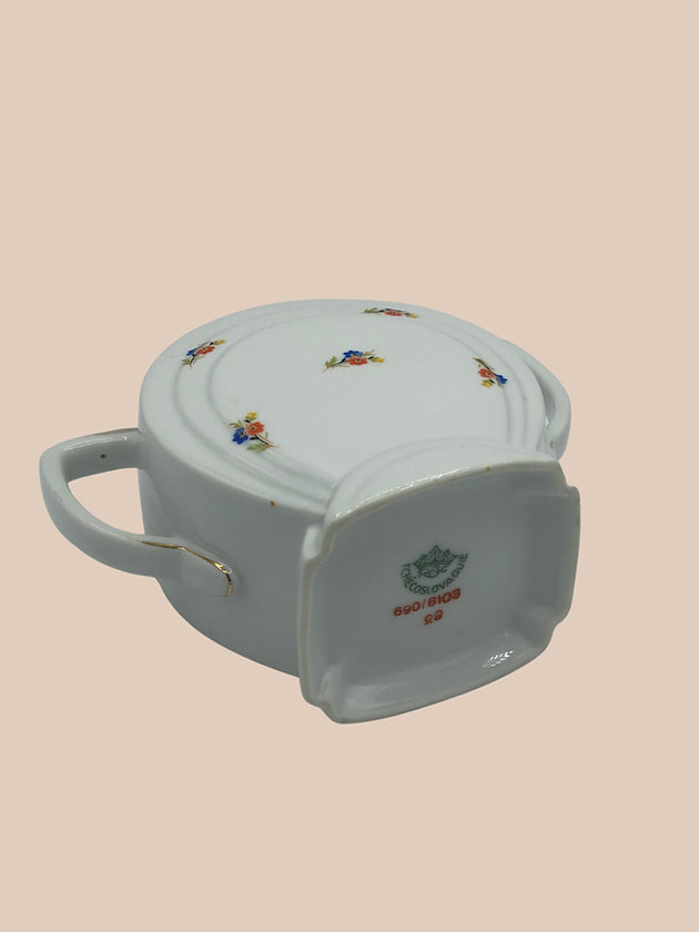 Sucrier en porcelaine (motif floral)