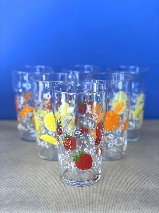 Grands verres à motifs (fruits)