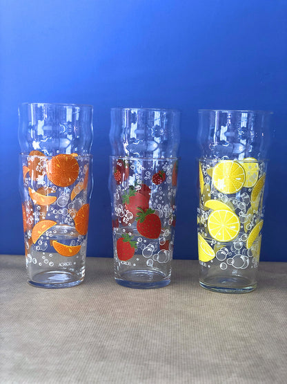 Grands verres à motifs (fruits)