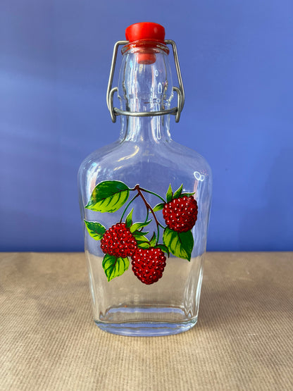 Bouteille à liqueur (motif framboises)