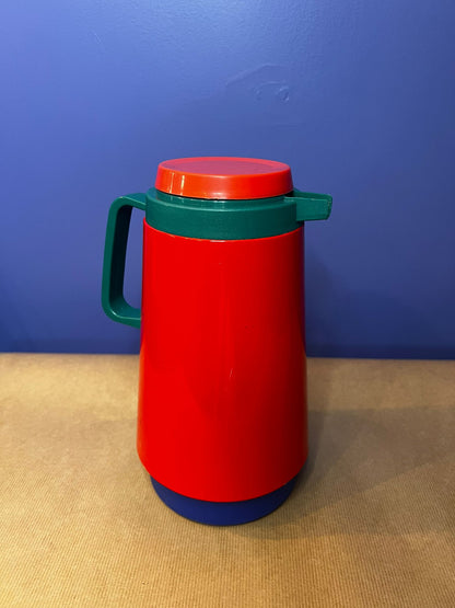 Thermos vintage rouge, vert & bleu