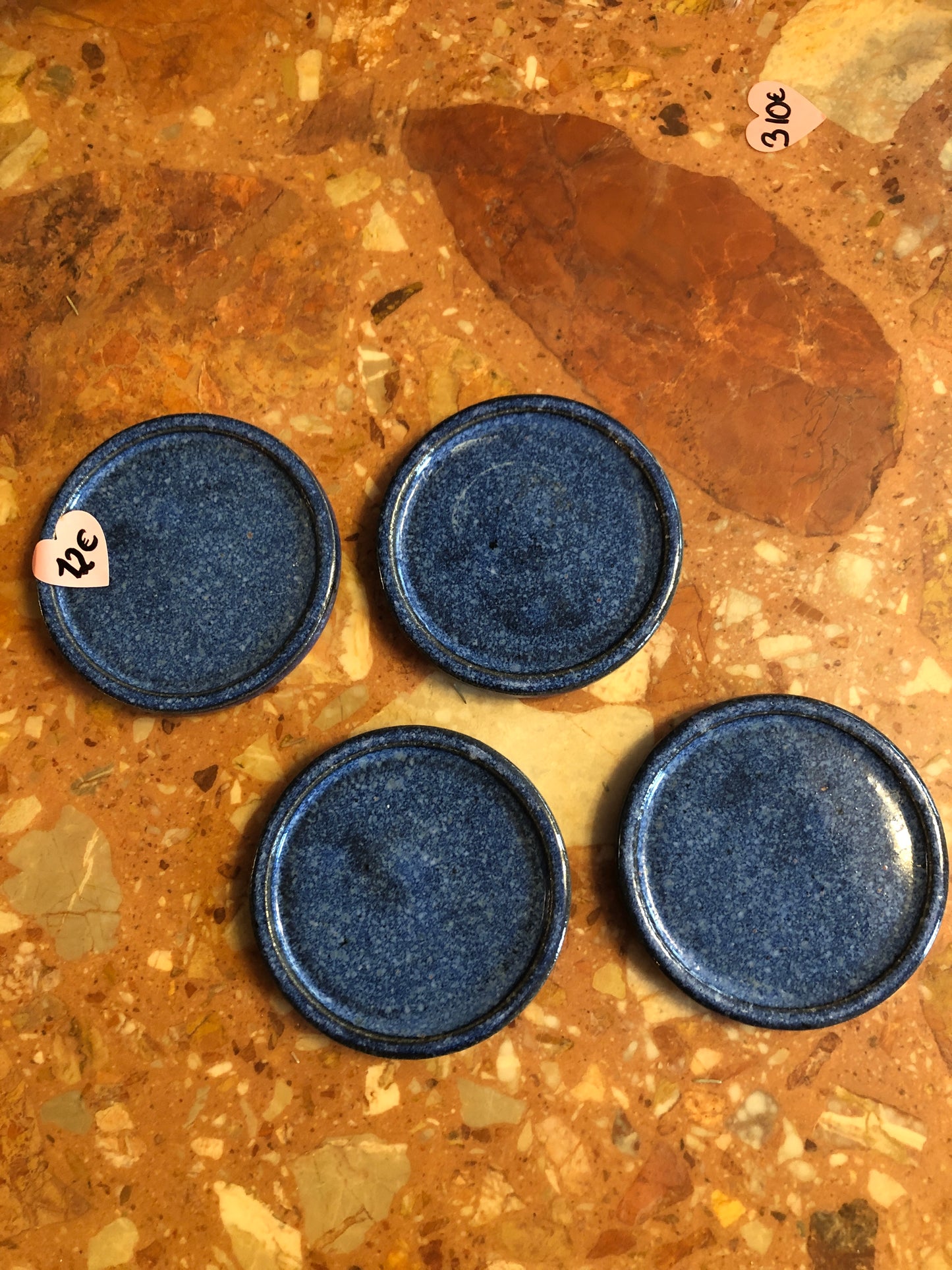 Sous-verres en grès bleu (lot de 4)