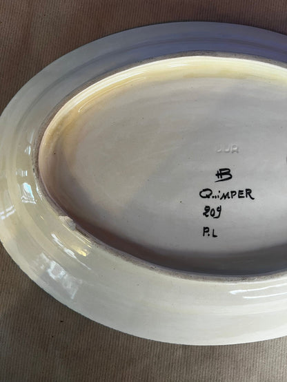 Plat de service de Quimper (motifs floraux)