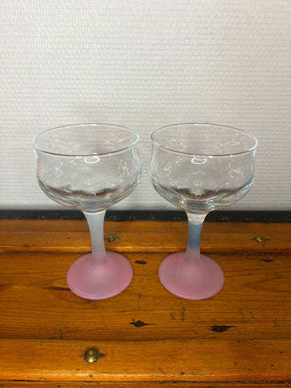 Verres à cocktails (dégradé rose & bleu)