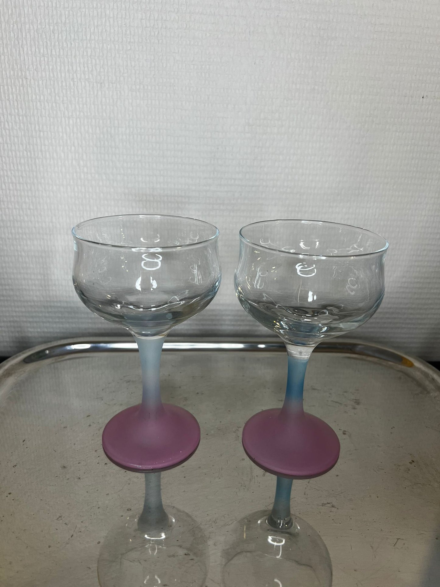 Verres à cocktails (dégradé rose & bleu)