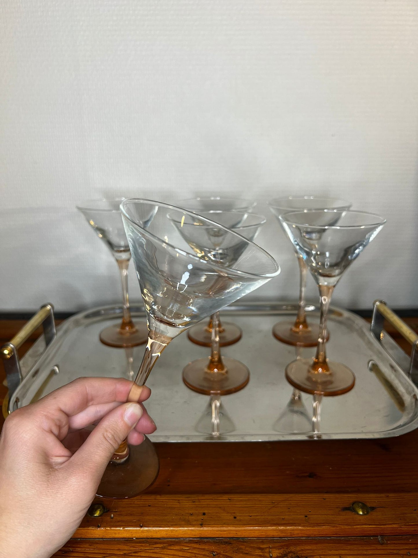 Verres à martini, pieds rosés (lot de 6)