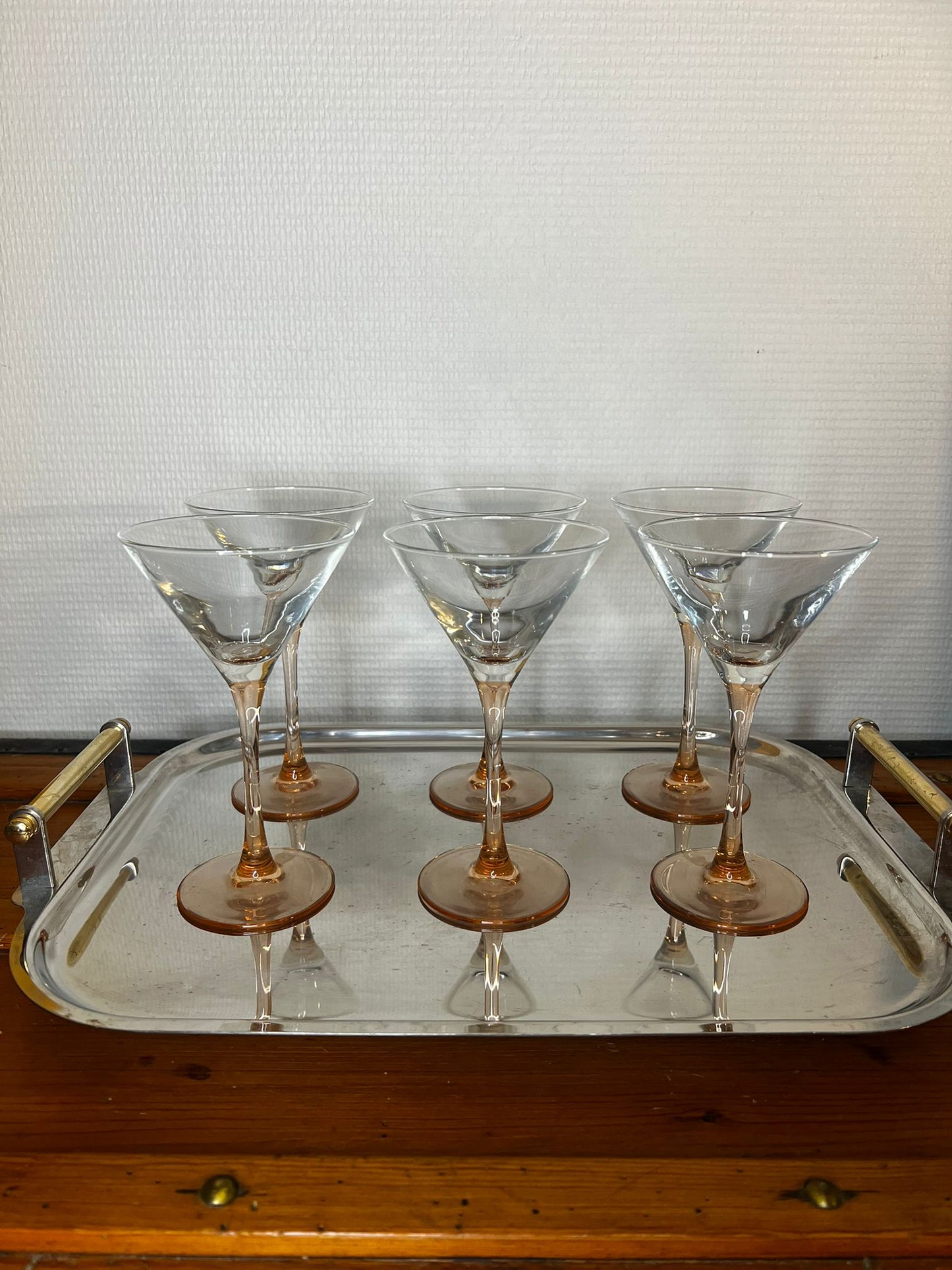 Verres à martini, pieds rosés (lot de 6)