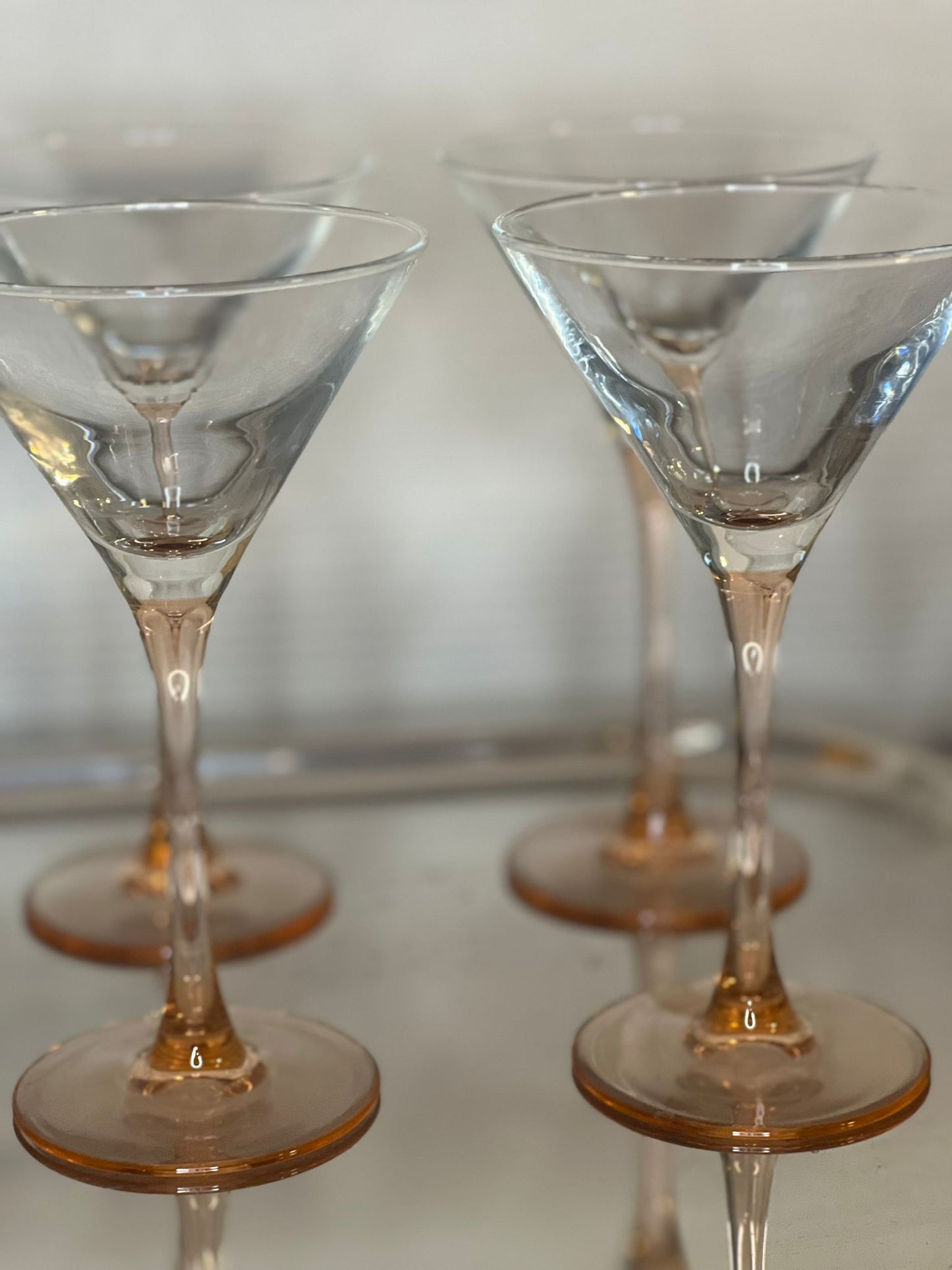 Verres à martini, pieds rosés (lot de 6)